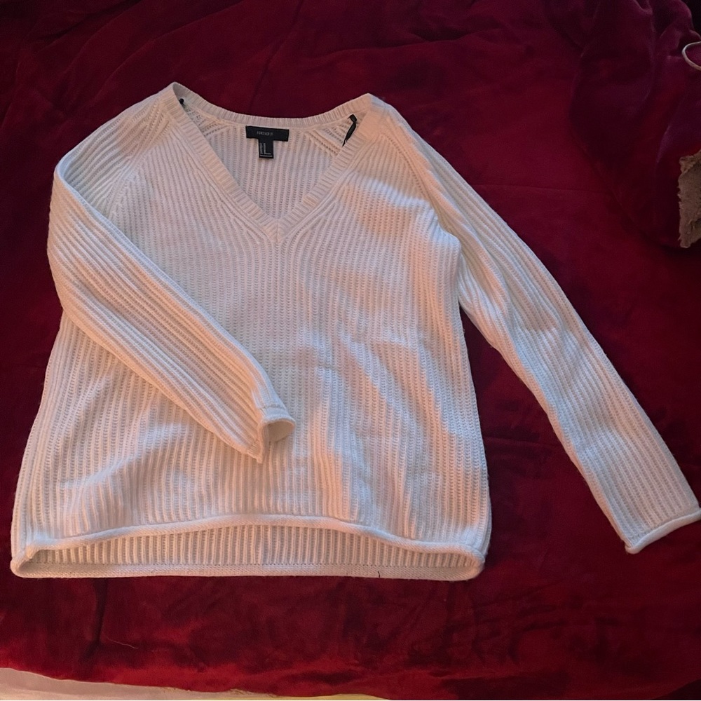 Forever 21 White Oversized Sweater